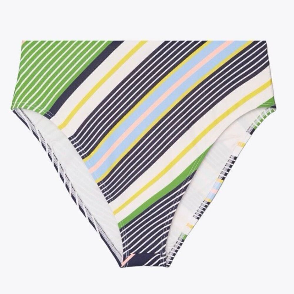 Tory Burch Field Day Multi Striped High Waist Bikini Bottom Women's Size Medium